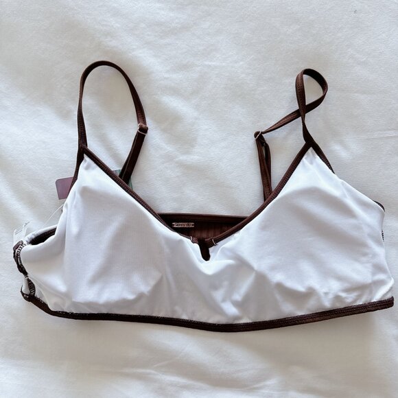 Skinny Dip Suntan Ribbed Bikini Set Large women’s NWT brown scoop bathing suit - Picture 9 of 16